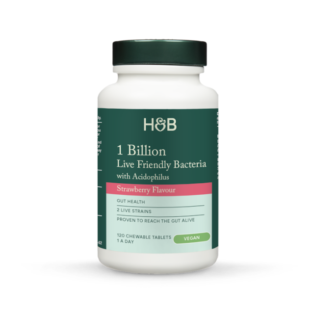 Holland & Barrett Live Friendly Bacteria Strawberry Flavour 60 Chewable Tablets - 2