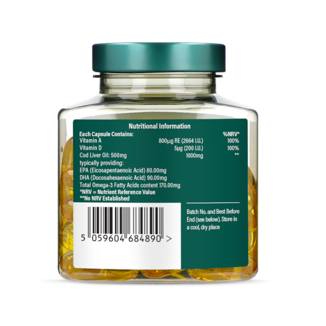 Holland & Barrett Pure Cod Liver Oil 1000mg 60 Capsules - 3