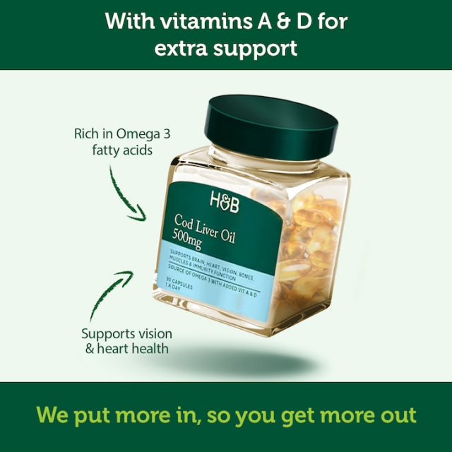Holland & Barrett Pure Cod Liver Oil 500mg 30 Capsules - 3