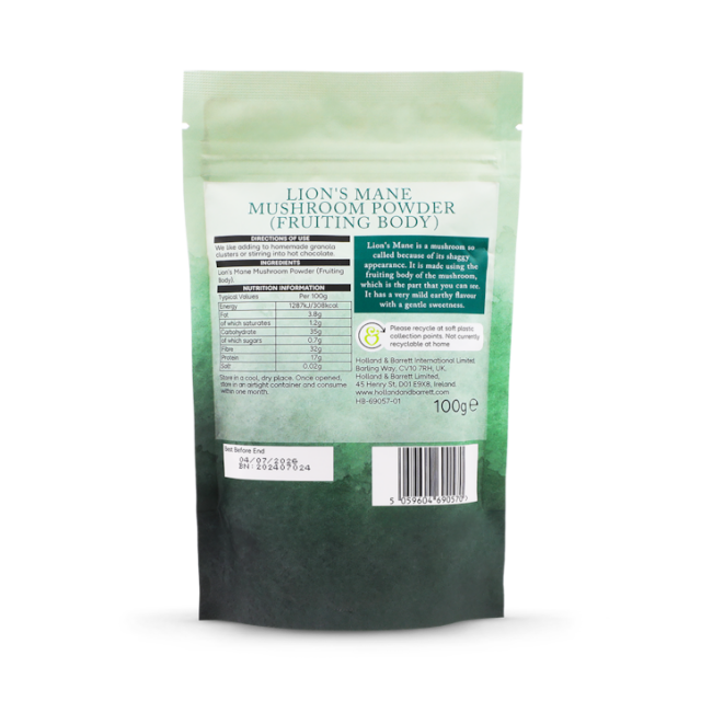 Holland & Barrett Lions Mane Mushroom 100g - 2