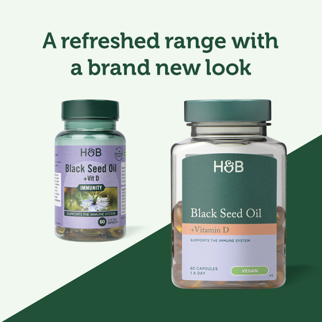 Holland & Barrett Black Seed Oil + Vit D 60 Capsules
