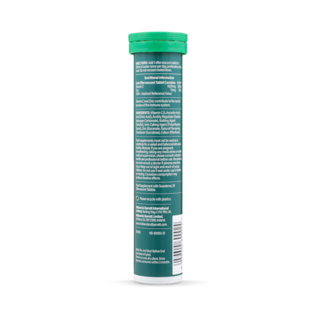 Holland & Barrett High Strength Effervescent Vit C & Zinc Orange Flavour 20 Tablets - 3