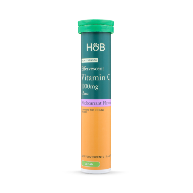 Holland & Barrett High Strength Effervescent Vit C & Zinc Blackcurrant Flavour 20 Effervescent Tablets - 1