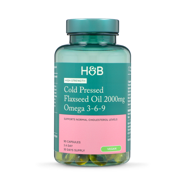 Holland & Barrett Cold Pressed Flaxseed Oil 2000mg Omega 3-6-9 90 Capsules - 1